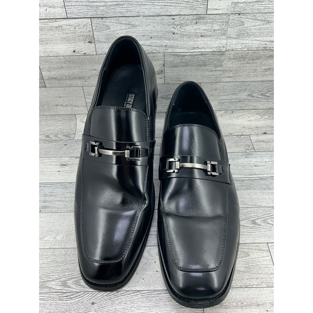 Stacy Adams Men Black Leather Bit Square Toe Dress Loafer Shoes 20133-001 Sz 12M